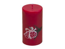 Lumanare stalp rosu decorat mic